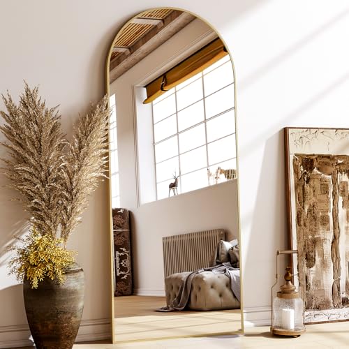 XRAMFY 24x68 Arched Full Length Mirror Floor Mirrors with Aluminum Alloy Frame Free-Standing Wall Mounted Floor Mirrors or Large Dressing Mirror