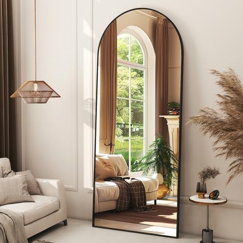 XRAMFY 56"x21" Arched Full Length Mirror Floor Mirrors with Aluminum Alloy Frame Free-Standing Wall Mounted Floor Mirrors or Large Dressing Mirror