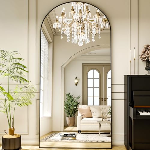 XRAMFY 78"x38" Arched Full Length Mirror Floor Mirrors with Aluminum Alloy Frame Free-Standing Wall Mounted Floor Mirrors or Large Dressing Mirror