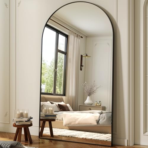 XRAMFY 86"x40" Arched Full Length Mirror Floor Mirrors with Aluminum Alloy Frame Free-Standing Wall Mounted Floor Mirrors or Large Dressing Mirror